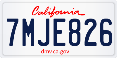 CA license plate 7MJE826