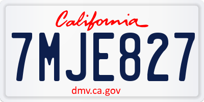 CA license plate 7MJE827