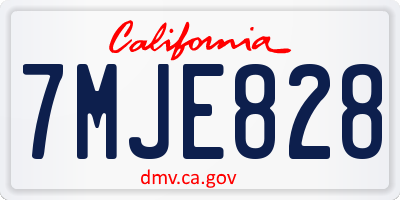 CA license plate 7MJE828