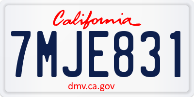CA license plate 7MJE831
