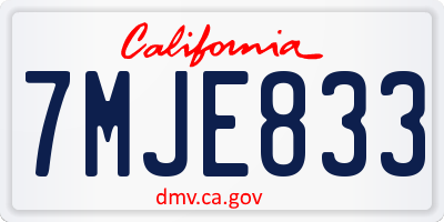 CA license plate 7MJE833