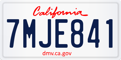 CA license plate 7MJE841