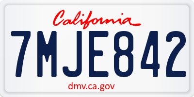 CA license plate 7MJE842