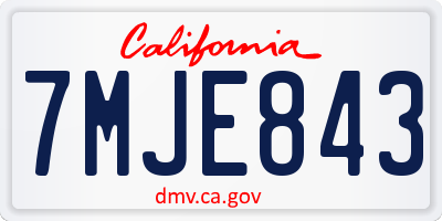 CA license plate 7MJE843