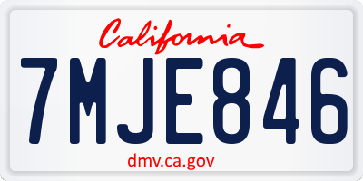 CA license plate 7MJE846
