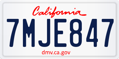 CA license plate 7MJE847