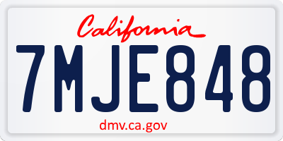 CA license plate 7MJE848