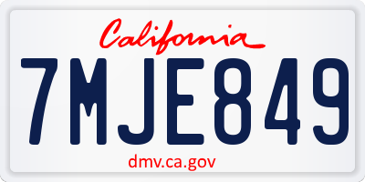 CA license plate 7MJE849