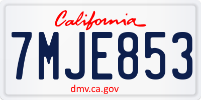 CA license plate 7MJE853
