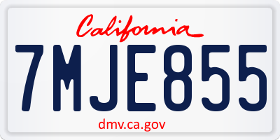 CA license plate 7MJE855
