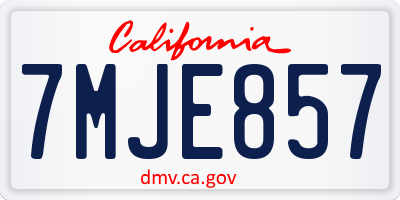 CA license plate 7MJE857