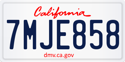 CA license plate 7MJE858