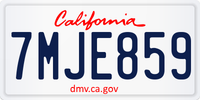 CA license plate 7MJE859