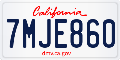 CA license plate 7MJE860