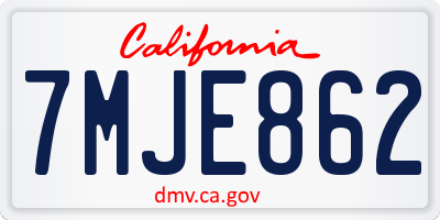 CA license plate 7MJE862