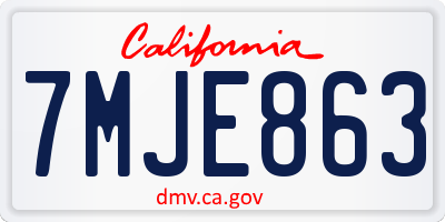 CA license plate 7MJE863