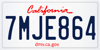 CA license plate 7MJE864