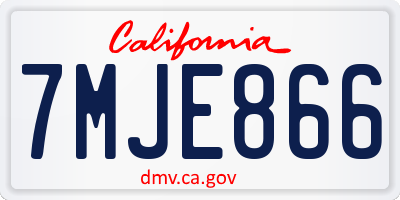 CA license plate 7MJE866