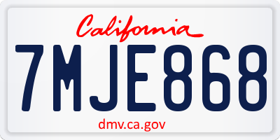 CA license plate 7MJE868