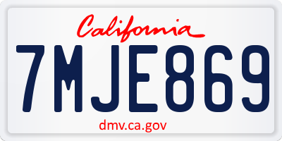 CA license plate 7MJE869
