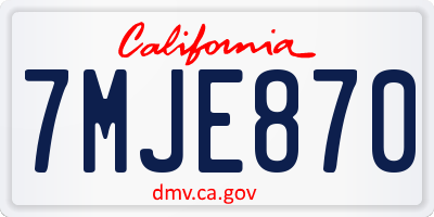 CA license plate 7MJE870