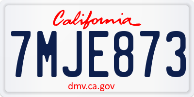 CA license plate 7MJE873