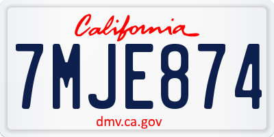 CA license plate 7MJE874