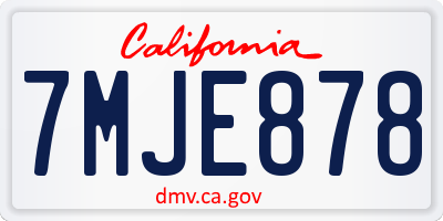 CA license plate 7MJE878