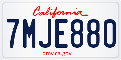 CA license plate 7MJE880