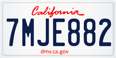 CA license plate 7MJE882