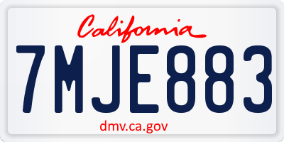 CA license plate 7MJE883