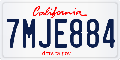 CA license plate 7MJE884