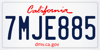 CA license plate 7MJE885