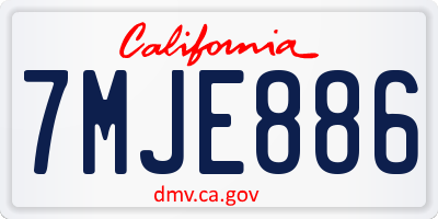CA license plate 7MJE886