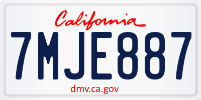 CA license plate 7MJE887