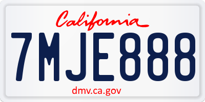 CA license plate 7MJE888