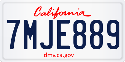 CA license plate 7MJE889