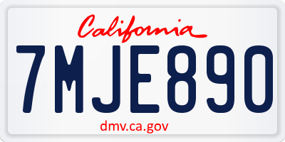 CA license plate 7MJE890