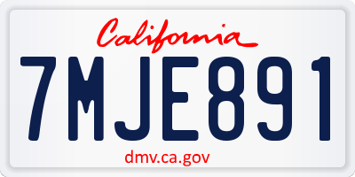 CA license plate 7MJE891