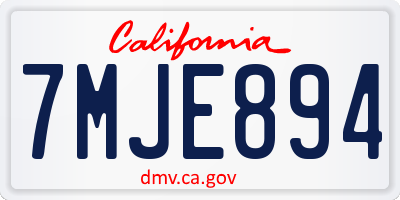 CA license plate 7MJE894