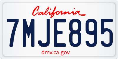 CA license plate 7MJE895