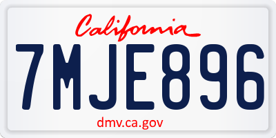 CA license plate 7MJE896