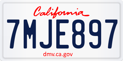 CA license plate 7MJE897