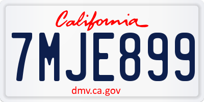 CA license plate 7MJE899