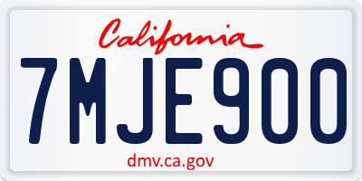 CA license plate 7MJE900