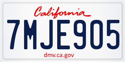 CA license plate 7MJE905