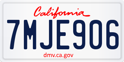CA license plate 7MJE906