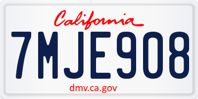 CA license plate 7MJE908