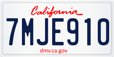 CA license plate 7MJE910