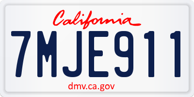 CA license plate 7MJE911